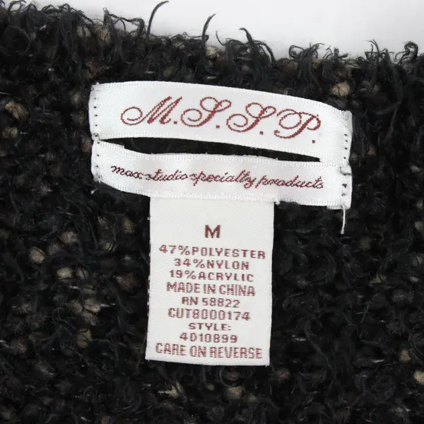 Max Studio Specialty Products Black and Brown Fuzzy Knit Sweater Comfy Chic Sz M
