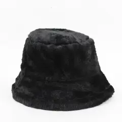 WInter Bucket Hat Womens OS Black Faux Fur Winter Adjustable Soft