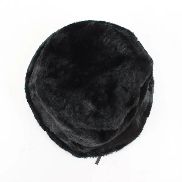 WInter Bucket Hat Womens OS Black Faux Fur Winter Adjustable Soft