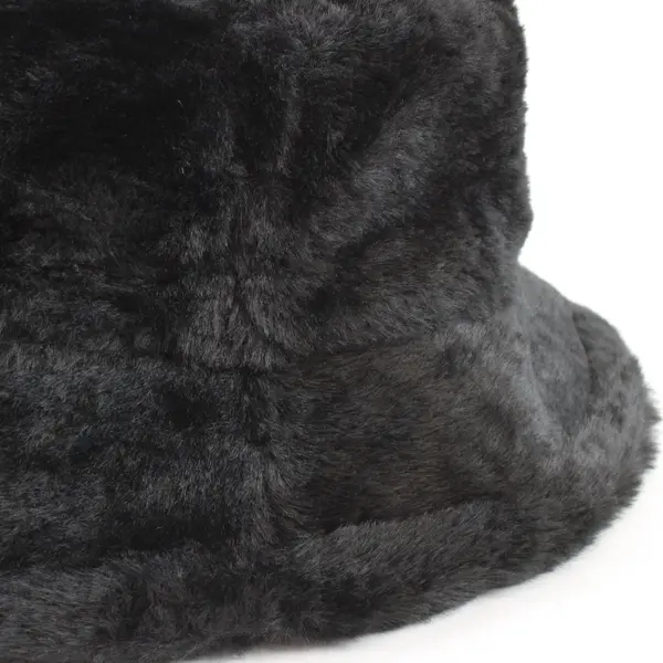 WInter Bucket Hat Womens OS Black Faux Fur Winter Adjustable Soft