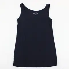 Ann Taylor LOFT M Women Navy Blue Round Neck Sleeveless Camisole Tank Top Cotton