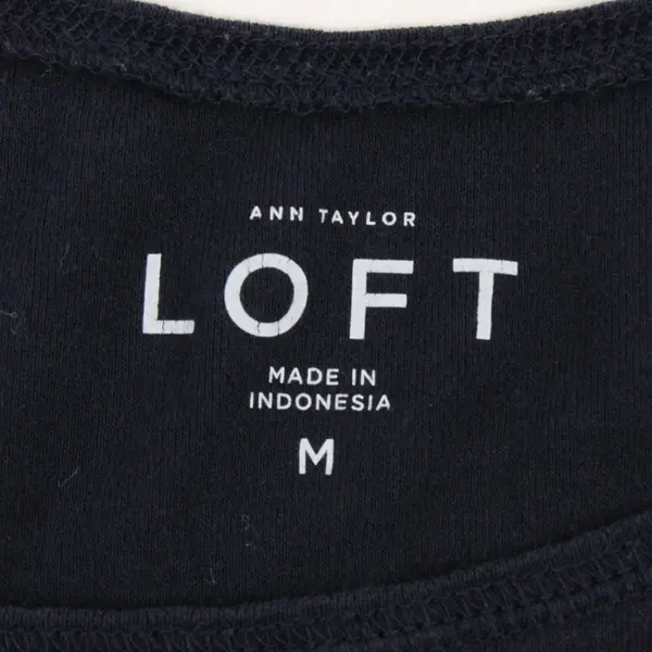 Ann Taylor LOFT M Women Navy Blue Round Neck Sleeveless Camisole Tank Top Cotton