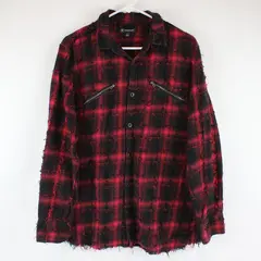 INC International Concepts Men's Distressed Plaid Flannel Shirt L Red Black