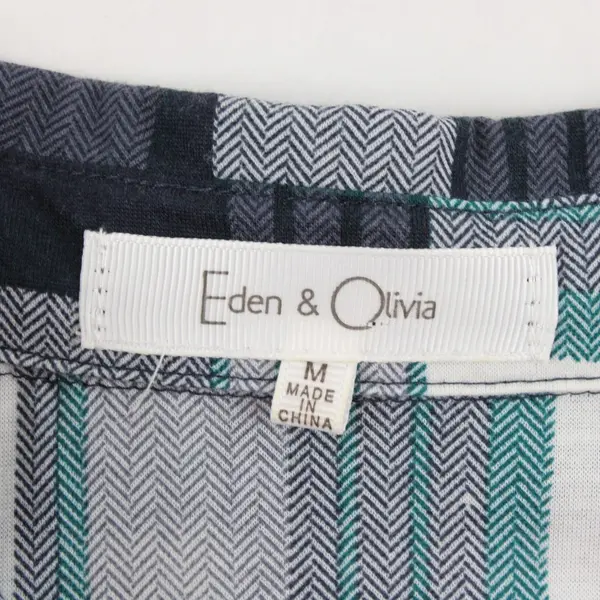Eden & Olivia Womens Plaid Flannel Button-Up Shirt Medium Blue Teal White