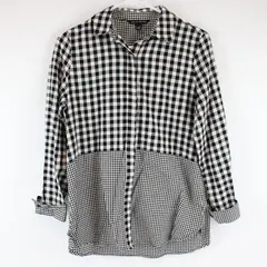 Zac & Rachel Black White Plaid Button Down Shirt Blouse Womens S