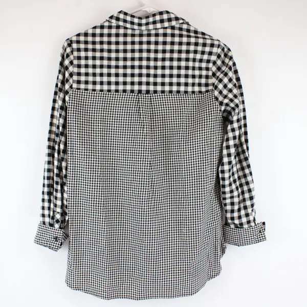 Zac & Rachel Black White Plaid Button Down Shirt Blouse Womens S