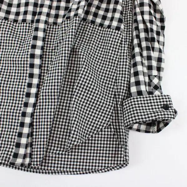 Zac & Rachel Black White Plaid Button Down Shirt Blouse Womens S