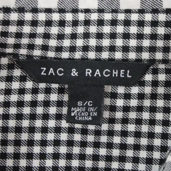 Zac & Rachel Black White Plaid Button Down Shirt Blouse Womens S