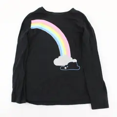 Cat & Jack Girl's Black Long-Sleeve Rainbow Shirt Glittery Accents, Size M (7/8)