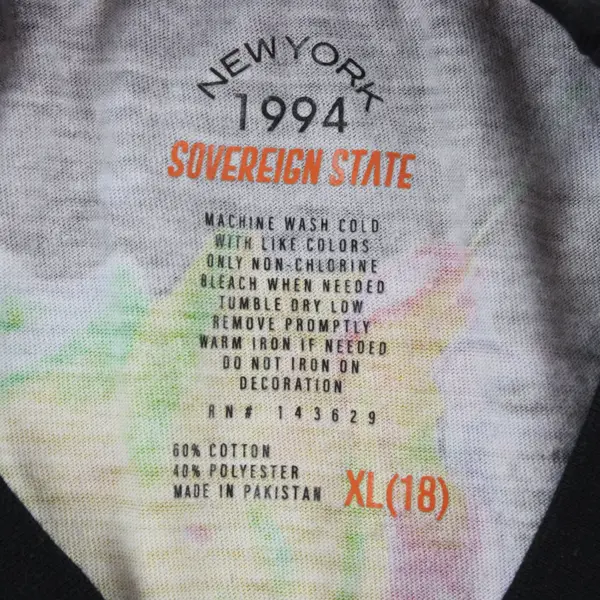 NY 1994 Sovereign State Girls Youth Rainbow Tie-Dye T-Shirt XL (18) 3D AWESOME