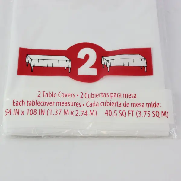 Lot of 4 The Celebrated White Plastic Tablecovers 54x108 Sealed