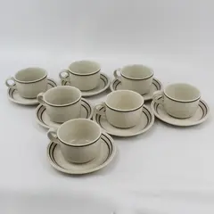 Set of 7 Johnson Brothers Table Plus Sandlewood Flat Cups and Saucers