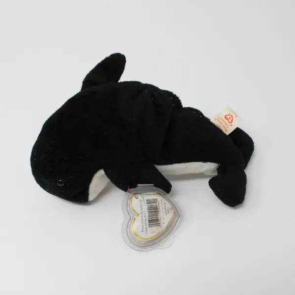 1996 Ty Beanie Baby Waves Orca Whale Retired w/ Tag Protector