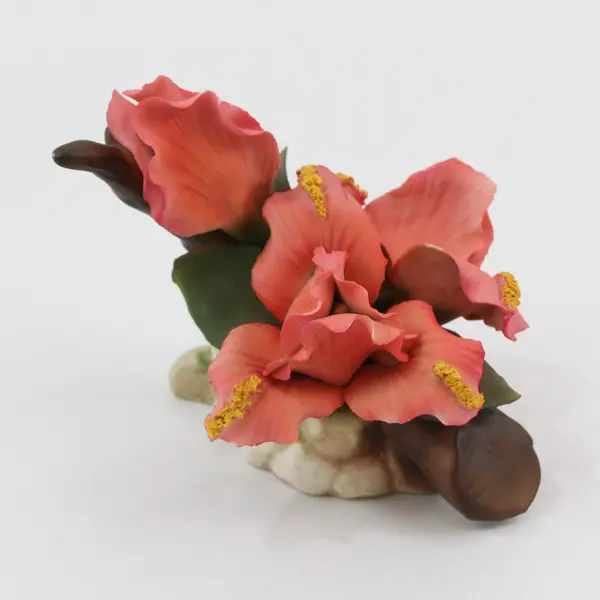 Vintage Capodimonte Pink Floral Sculpture on Tree Limb Italy