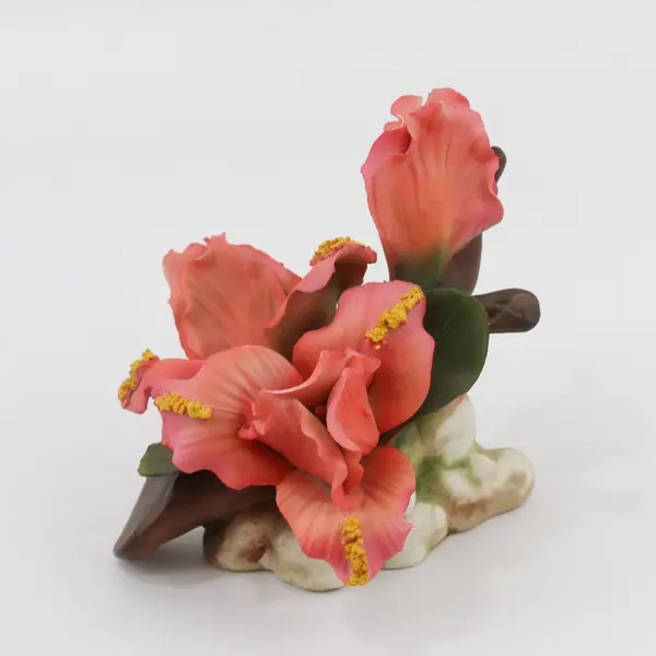 Vintage Capodimonte Pink Floral Sculpture on Tree Limb Italy