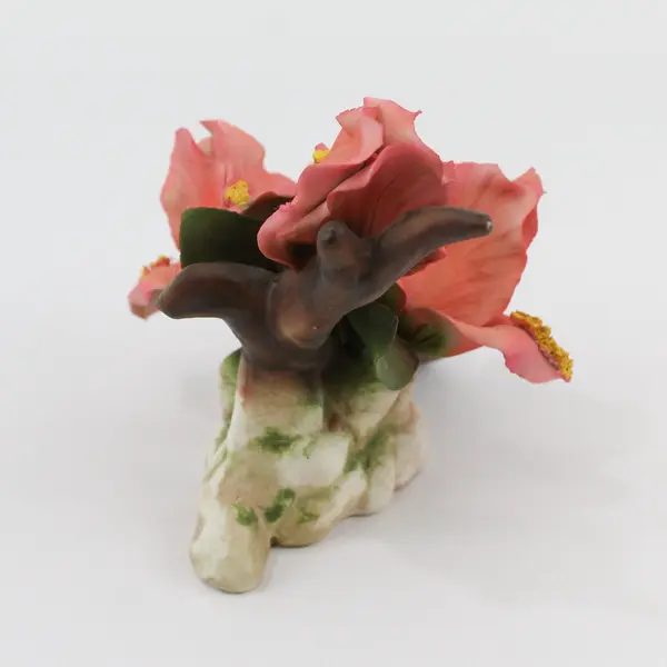 Vintage Capodimonte Pink Floral Sculpture on Tree Limb Italy