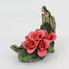 Capodimonte Fabar Pink Roses On A Dead Branch Sculpture