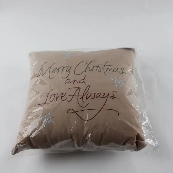 the Trimmerry Merry Christmas Love Always Brown Decorative Pillow 9x9