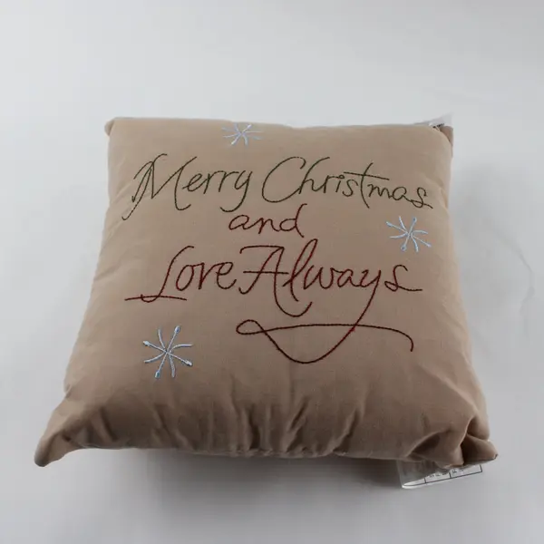 the Trimmerry Merry Christmas Love Always Brown Decorative Pillow 9x9