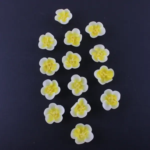 Lot of 14 Cream Flower Shaped Candles Sparkly Yellow Centers
