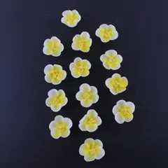 Lot of 14 Cream Flower Shaped Candles Sparkly Yellow Centers
