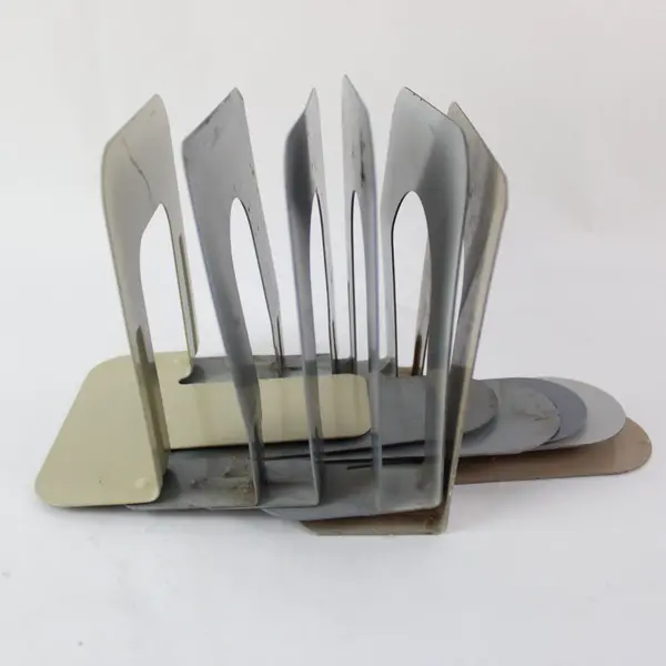 Lot of 6  Metal Non-Skid Bookends Book Supports
