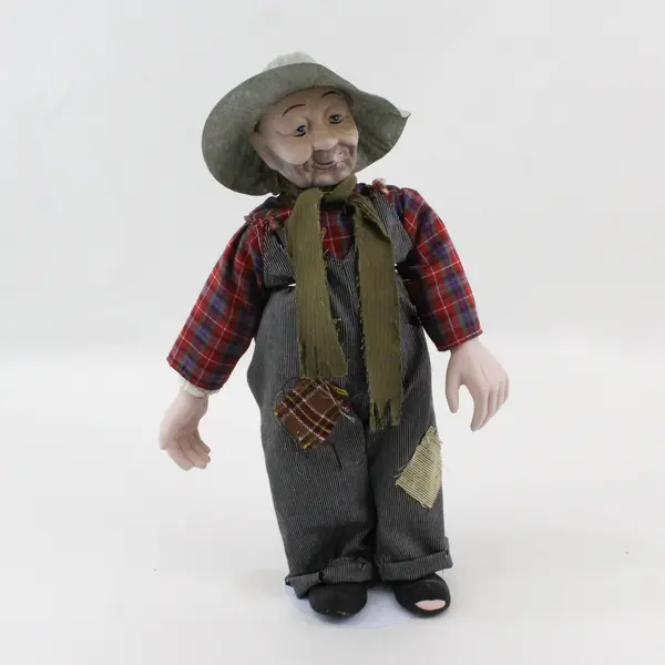 Hobo Junction 16in Poker-Faced Pete Porcelain Doll With Stand
