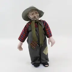 Hobo Junction 16in Poker-Faced Pete Porcelain Doll With Stand