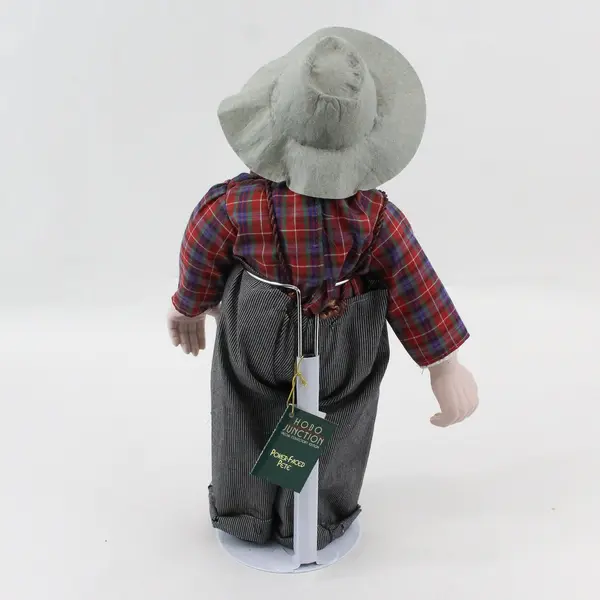 Hobo Junction 16in Poker-Faced Pete Porcelain Doll With Stand