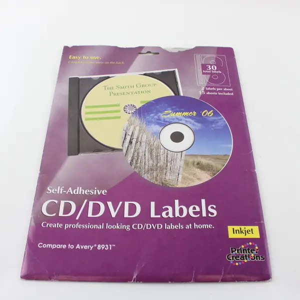 Lot of 2 Printer Creations CD/DVD Blank Labels