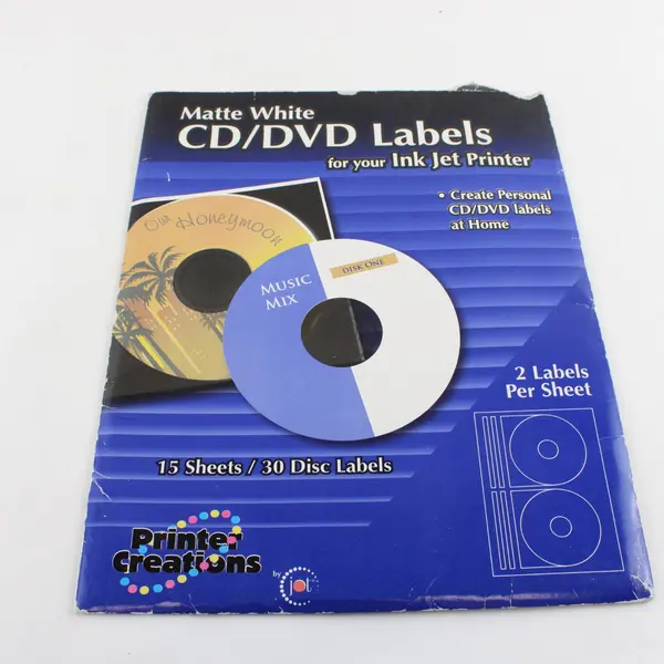 Lot of 2 Printer Creations CD/DVD Blank Labels