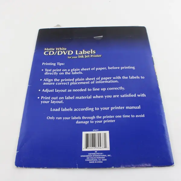 Lot of 2 Printer Creations CD/DVD Blank Labels