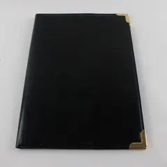 Black Faux Leather Padfolio Brass Corners Business Portfolio