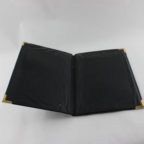 Black Faux Leather Padfolio Brass Corners Business Portfolio