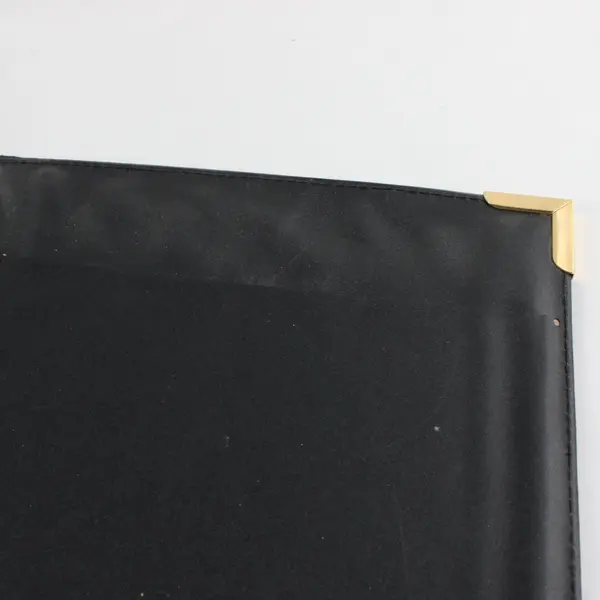 Black Faux Leather Padfolio Brass Corners Business Portfolio
