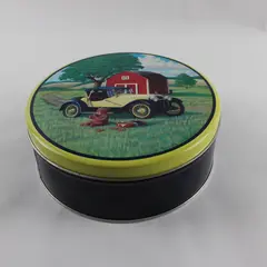 Vintage Fresh Beginnings Round Metal Cookie Tin Farm Scene 1990s Collectible