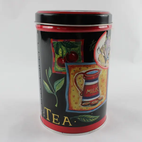 Tea Themed Decorative Cookie Tin Storage Canister Collectible