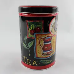 Tea Themed Decorative Cookie Tin Storage Canister Collectible