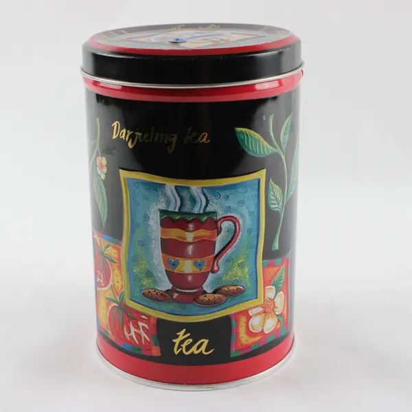 Tea Themed Decorative Cookie Tin Storage Canister Collectible