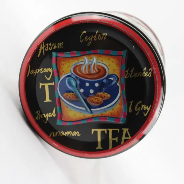 Tea Themed Decorative Cookie Tin Storage Canister Collectible