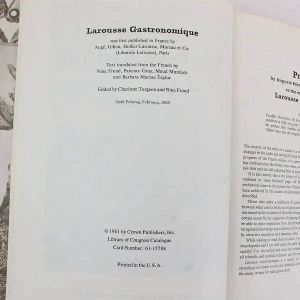 VTG Larousse Gastronomique The Encyclopedia of Food by Prosper Montagne 1965 HC 