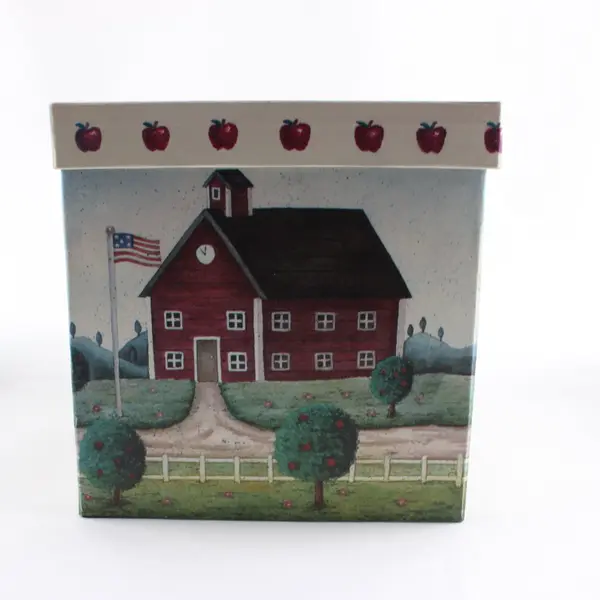 Vintage Americana Folk Art Nesting Boxes Red School House Unbranded