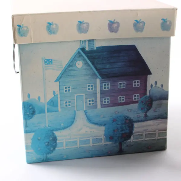 Vintage Americana Folk Art Nesting Boxes Red School House Unbranded