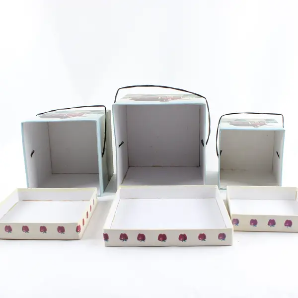 Vintage Americana Folk Art Nesting Boxes Red School House Unbranded