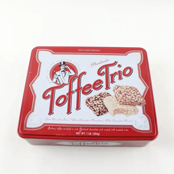 Williams Sonoma Handcrafted Toffee Trio Tin Canister Empty Collectible