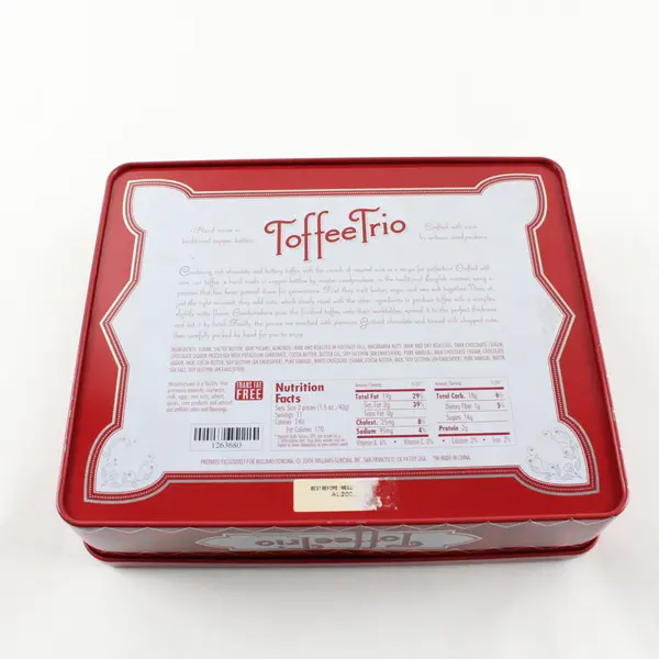 Williams Sonoma Handcrafted Toffee Trio Tin Canister Empty Collectible