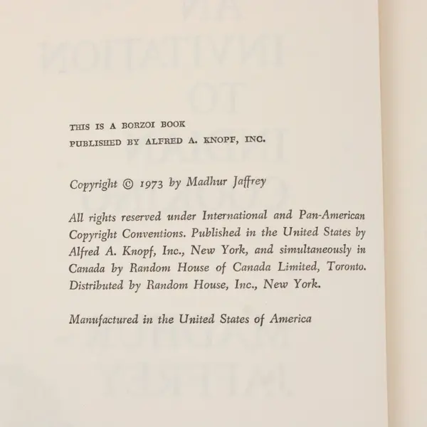 Vintage 1973 Hardcover Cookbook An Invitation to Indian Cooking Jaffrey DJ