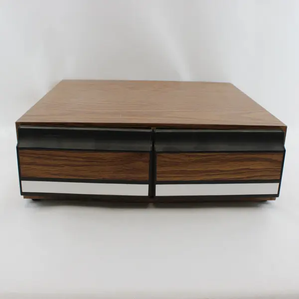 Vintage 80s Faux Wood Grain 2 Drawer VHS Tape Storage Cabinet Case Video Retro