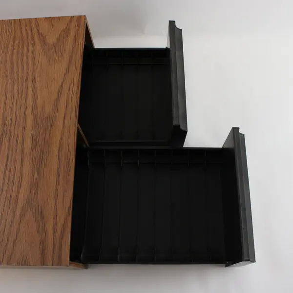 Vintage 80s Faux Wood Grain 2 Drawer VHS Tape Storage Cabinet Case Video Retro