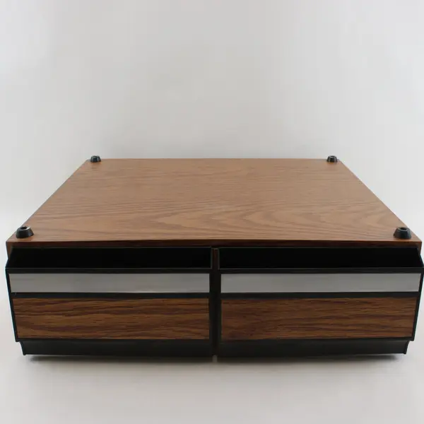 Vintage 80s Faux Wood Grain 2 Drawer VHS Tape Storage Cabinet Case Video Retro